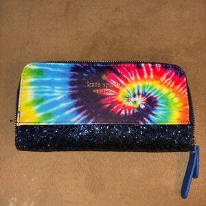 KATE SPADE MULTI-COLORED TIE DYED WALLET BLINGY TRIM